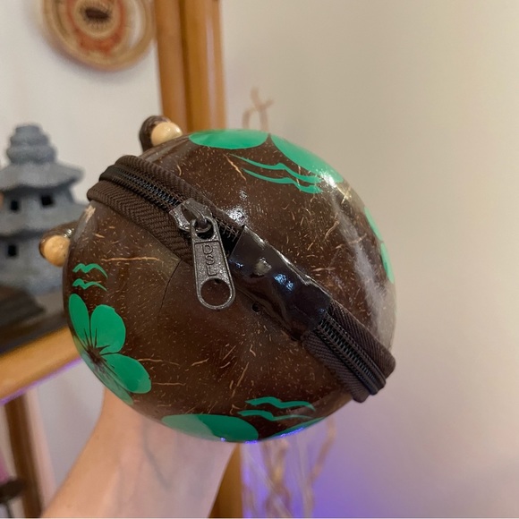 90s Hawaiian Coconut Purse Mini Handbag Clutch Puka Shell - Picture 5 of 9